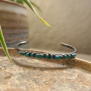 Navajo Zuni Vintage Native American Turquoise Child Small Cuff Bracelet Read